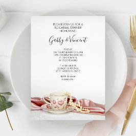 Invitación Copa de Té Floral Rosa y cena de Perlas
