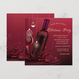 Invitación Copa de vino, Botella Navidad corporativa