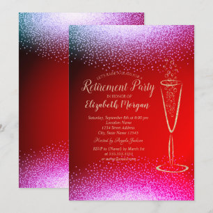 Invitación Copa de vino con confeti dorado Chic elegante Jubi