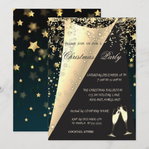 Invitación Copa de Vino Elegante, Fiesta de Navidad de la Com