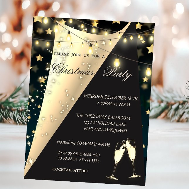 Invitación Copa de Vino, Estrellas, Fiesta de Navidad de la C (Subido por el creador)