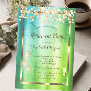 Invitación Copa de vino,Globos,Puntos verdes Jubilación