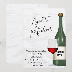 Invitación Copa de vino tinto y botella para la fiesta de cum