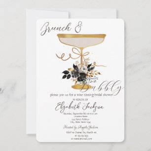 Invitación Copa Martini Rosas Negras Brunch y Burbujas