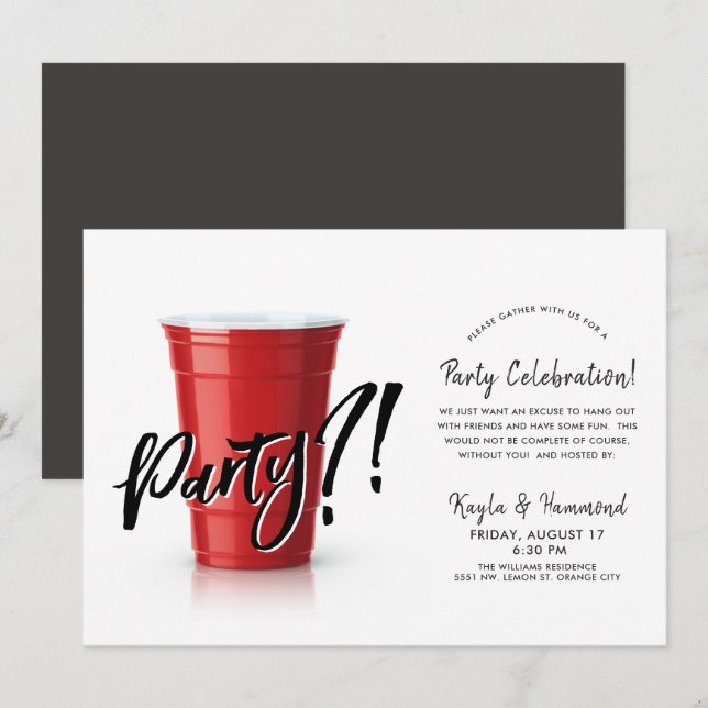 Invitación Copa Roja | Celebración de fiesta en cualquier oca (Anverso / Reverso)