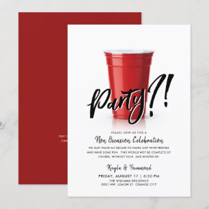 Invitación Copa Roja   Cualquier Fiesta rojo de celebración d