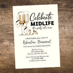 Invitación Copas de Celebración de Mitad de Vida Elegante Cum