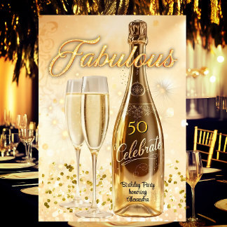 Invitación Copas de champán doradas para una fabulosa fiesta