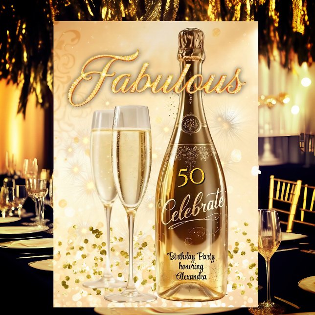 Invitación Copas de champán doradas para una fabulosa fiesta  (Subido por el creador)