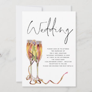 Invitación Copas de champán minimalistas para boda