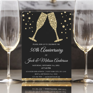 Invitación Copas de champán para fiesta de aniversario de bod