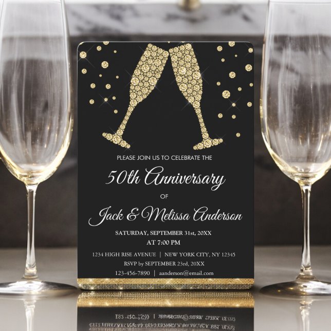 Invitación Copas de champán para la fiesta del 50 aniversario (Subido por el creador)