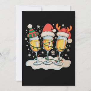 Invitación Copas de champán Santa Reno Navidad Navidad