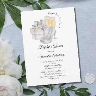 Invitación Copas de champán Zapatos de novia Chic Despedida d