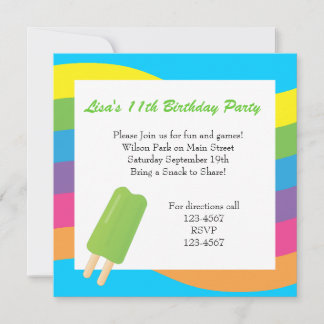 Invitación Copas de hielo, arcoiris y corazón