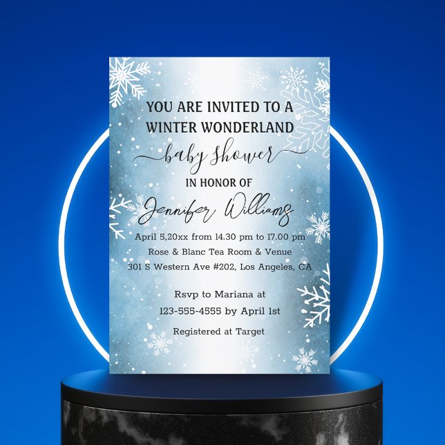 Invitación copas de nieve de invierno con ducha de bebé elega (Subido por el creador)