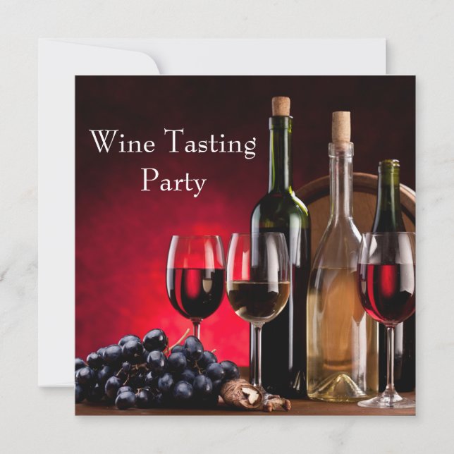 Invitación Copas de vino Botellas Degustación de vino Fiesta (Anverso)