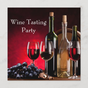 Invitación Copas de Vino Botellas Fiesta de Degustación de Vi