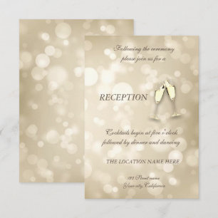 Invitación Copas de vino con bokeh elegante Recepción de boda