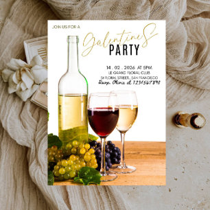 Invitación Copas de Vino Elegantes Fiesta de Galentines