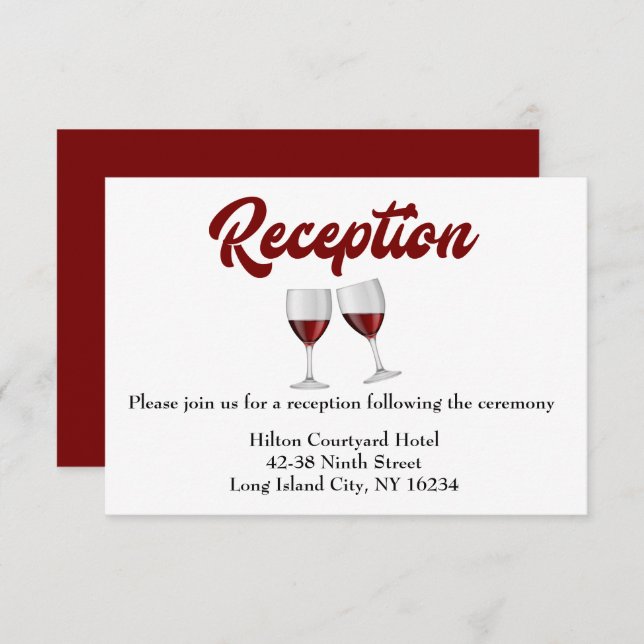 Invitación Copas de vino tinto de Borgoña para recepción de b (Anverso / Reverso)