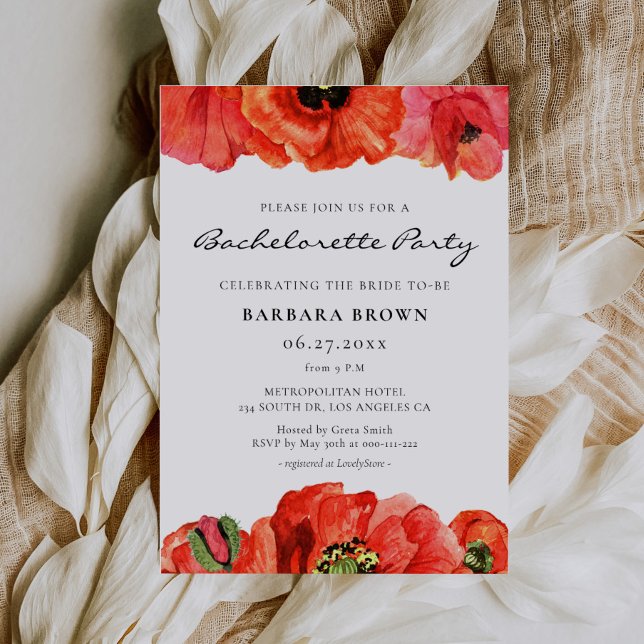 Invitación Copas rojas acuarela Bachelorette (Subido por el creador)