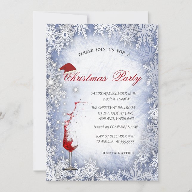 Invitación Copia de Copos de Nieve de Vidrio,Fiesta de Navida (Anverso)
