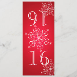 Invitación Copia de Copos de Nieve Elegantes Rojo 2 Número de