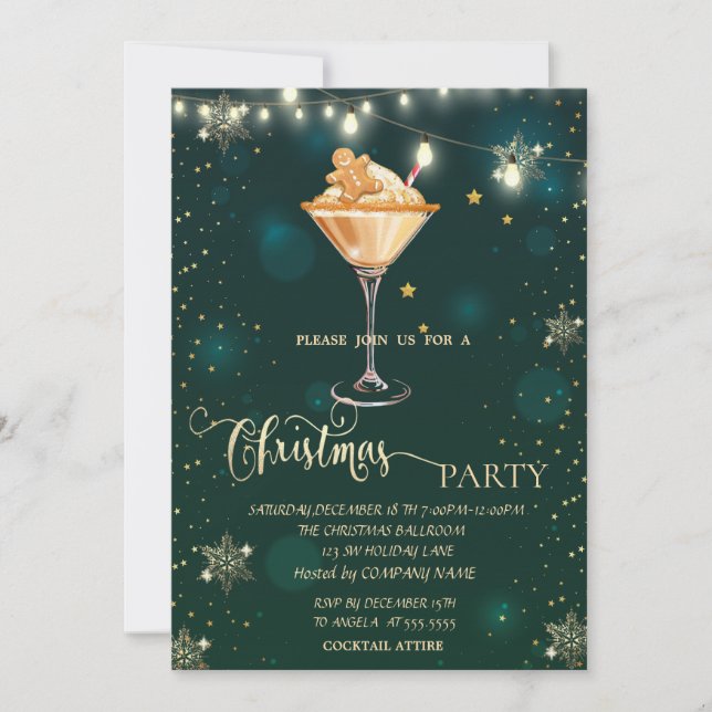 Invitación Copia de copos de nieve,Gingerbread Bebida Navidad (Anverso)