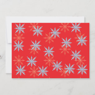 Invitación Copia de Navidad Alegre Copos de Nieve Rojos con 2