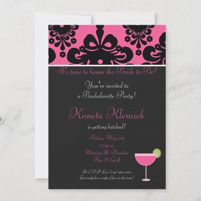 Invitación copia del pinkblack, margarita, es hora de honrar (Anverso)