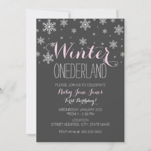 Invitación Copito de nieve invierno Onederland Primer Cumplea