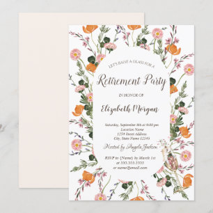 Invitación Copo de Champán de Pradera Chic con Acuarela Jubil