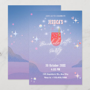Invitación Copo de cóctel de despedida de soltera brillante