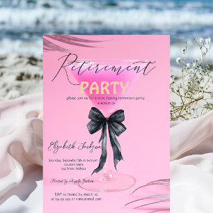 Invitación Copo de Martini Arco Negro Palma Rosa Fiesta de Ju