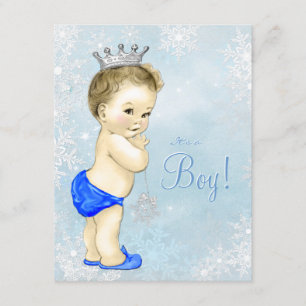 Invitación Copo de nieve azul Baby Shower del país de las