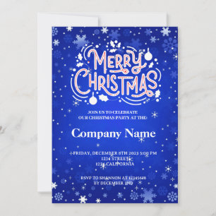 Invitación copo de nieve azul blanco de invierno Feliz fiesta