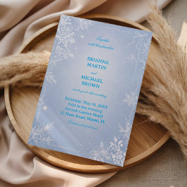 Invitación Copo de Nieve Azul Hielo Susurros de Invierno
