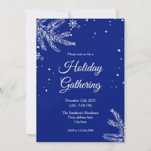 Invitación Copo de Nieve Azul y Blanco 5"x7" Reunión Navideña