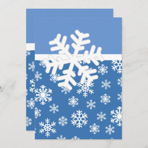 Invitación Copo de nieve azul y blanco para navidades