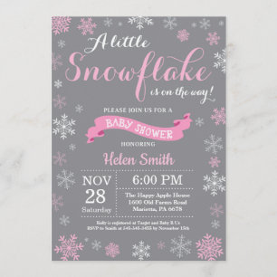 Invitación Copo de nieve blanco de Baby Shower del invierno y