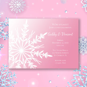 Invitación Copo de nieve blanco en la fiesta de compromiso de