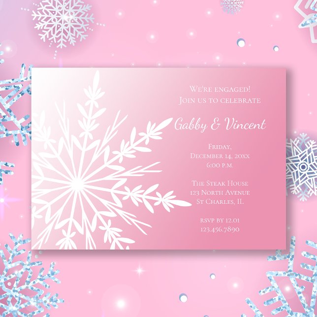 Invitación Copo de nieve blanco en la fiesta de compromiso de (Subido por el creador)
