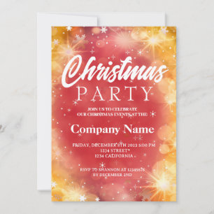 Invitación Copo de nieve brillante de invierno rojo blanco fi