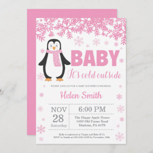 Invitación Copo de nieve de Baby Shower del chica del rosa