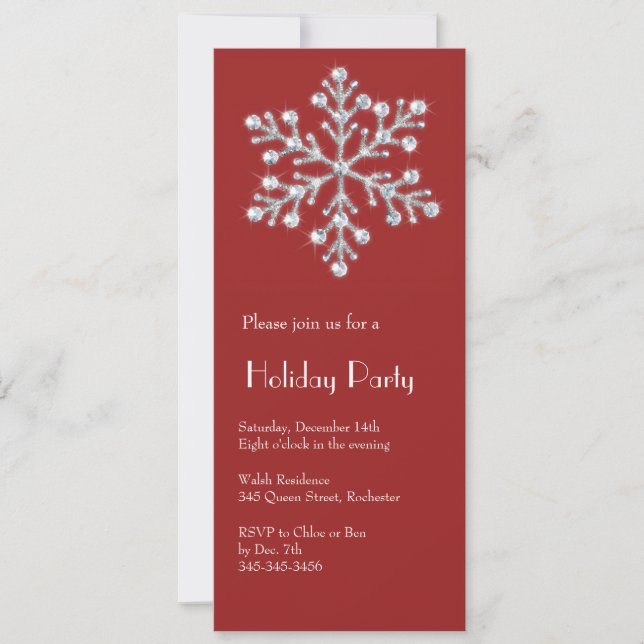 Invitación Copo de nieve de cristal (rojo) (Anverso)