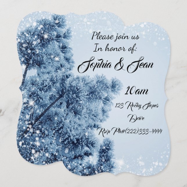 Invitación Copo De Nieve De Invierno Personaliza Destino Del  (Anverso / Reverso)