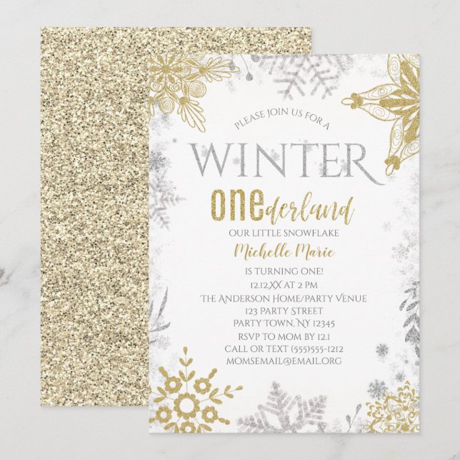 Invitación Copo de nieve de oro de oro de occidente (Anverso / Reverso)