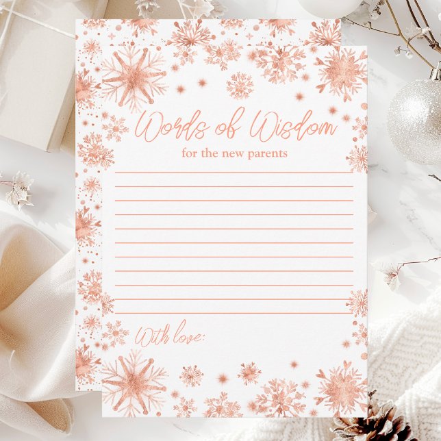 Invitación Copo de Nieve de Oro Rosa Palabras de Sabiduría (Subido por el creador)