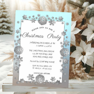Invitación Copo de Nieve de Plata, Fiesta de Navidad Corporat